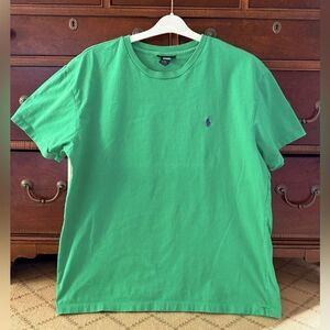 Polo Ralph Lauren bright green short sleeve T-shirt w embroidered blue logo L
